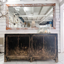 Load image into Gallery viewer, wood cabinet with 4 doors, black distressed rustic paint finish