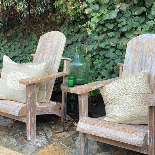oversized outdoor wood lounge chair with whitewash finish