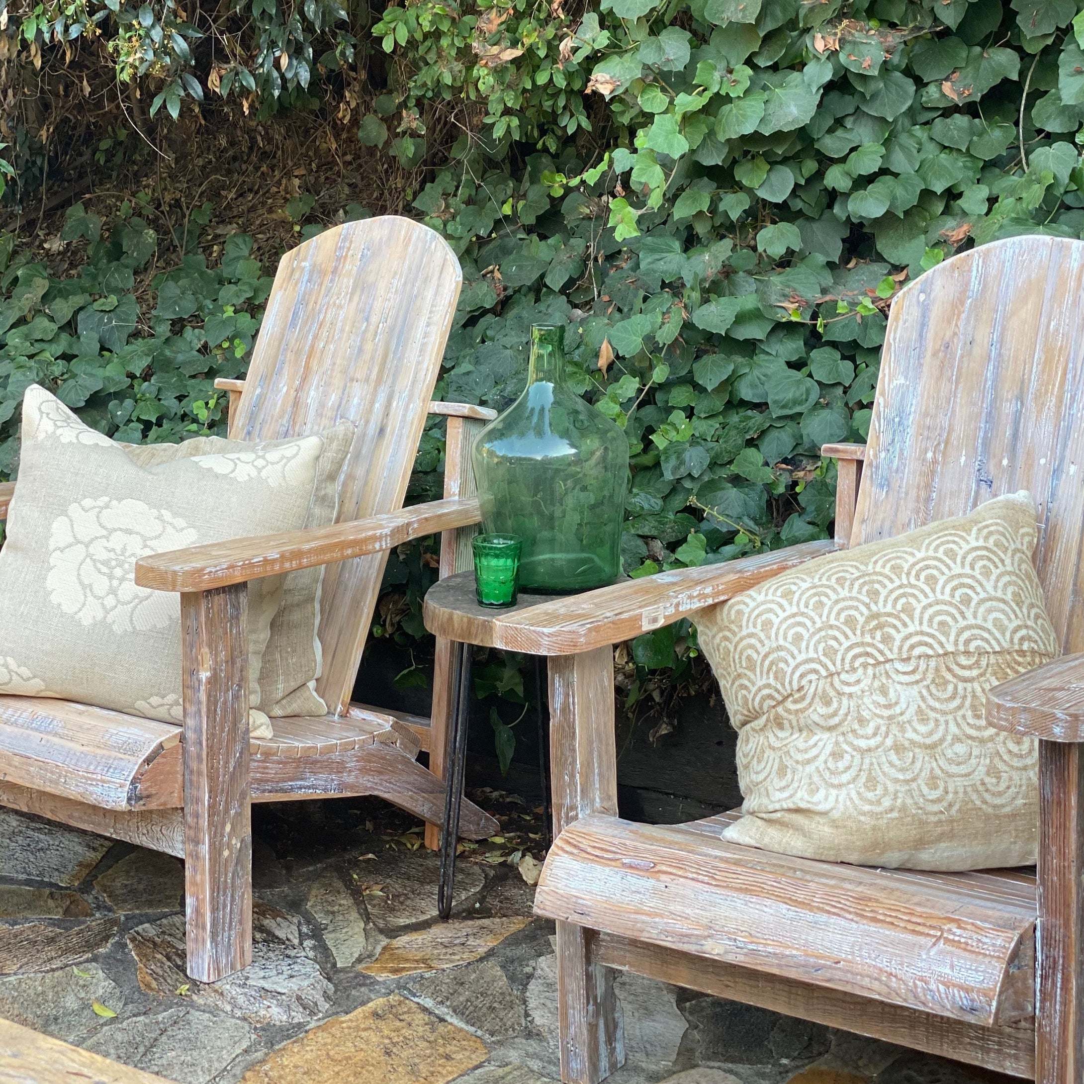 oversized outdoor wood lounge chair with whitewash finish