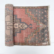 Load image into Gallery viewer, red, charcoal tan and cream colored small Turkish rug