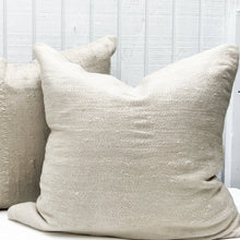 Load image into Gallery viewer, natural hemp pillow with gray linen back