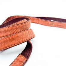 Load image into Gallery viewer, light brown corduroy fabric dog lead with brass hardware clip