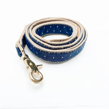 Load image into Gallery viewer, navy blue cotton dog lead with brass hardware clip