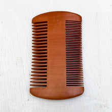 Load image into Gallery viewer, two sided light brown pear wood beard comb 