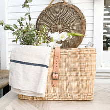 Load image into Gallery viewer, wicker bike basket with tan leather straps