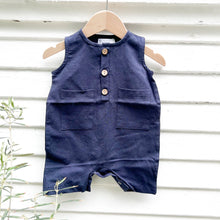 Load image into Gallery viewer, navy sleeveless baby romper
