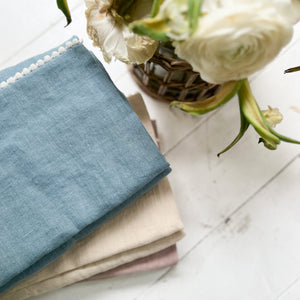 Baby Duvet Set w/Pom Poms-Grey Blue