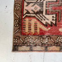 Load image into Gallery viewer, red, tan and brown patterned small Turkish rug
