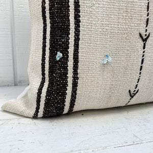 natural hemp pillow with black stripes