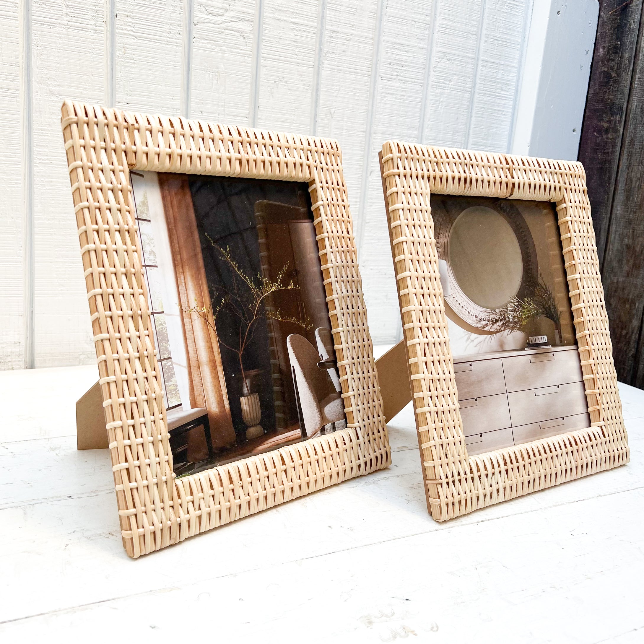 rattan woven picture frame