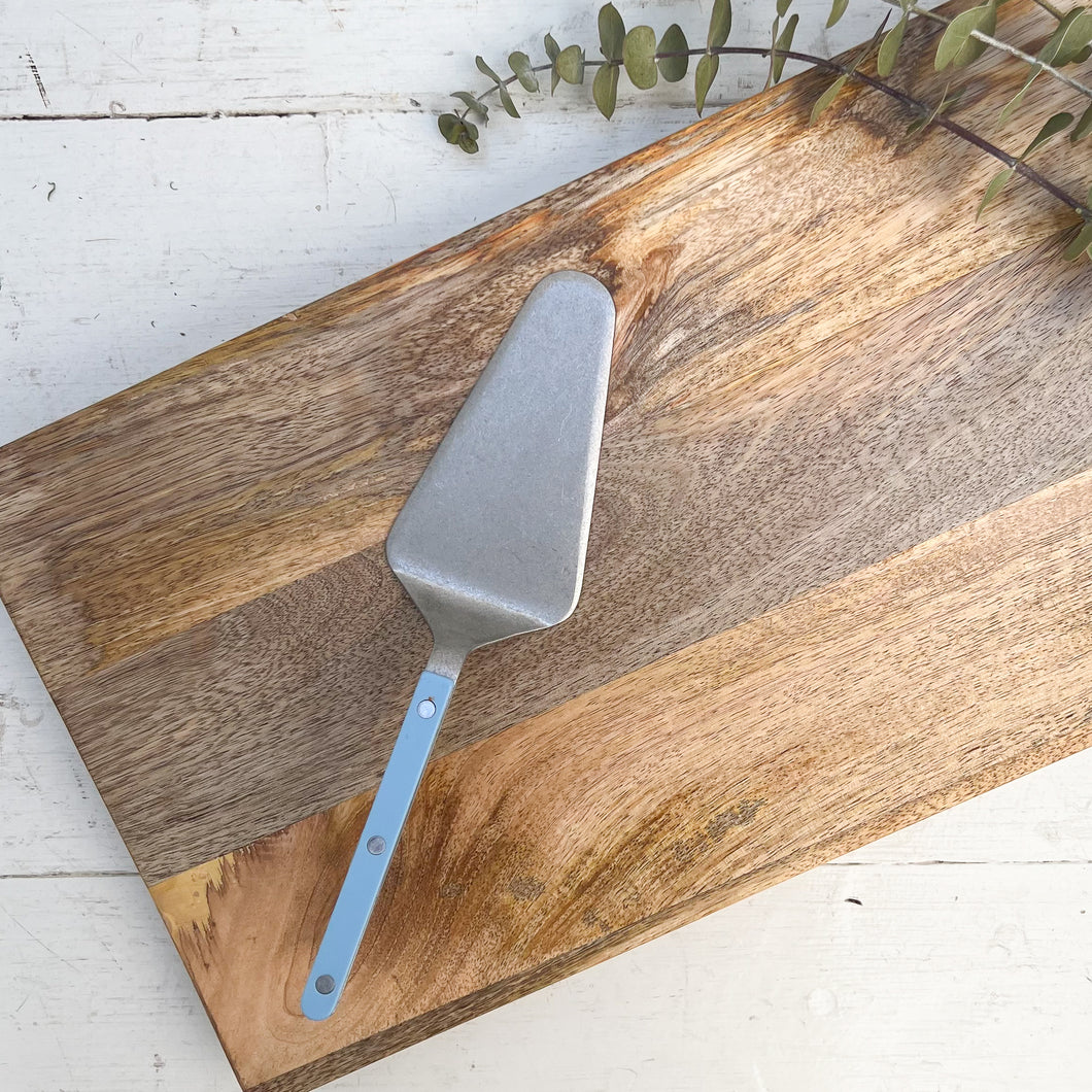 Stainless steel Pie server with light blue handle