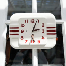 Load image into Gallery viewer, vintage white wall clock with red stripes