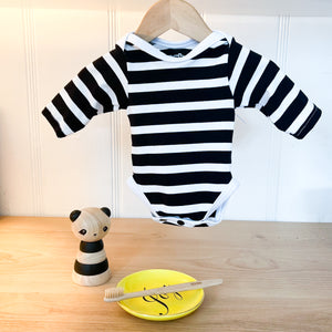 black and white stripes baby long sleeved onesie