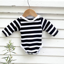 Load image into Gallery viewer, black and white stripes baby long sleeved onesie
