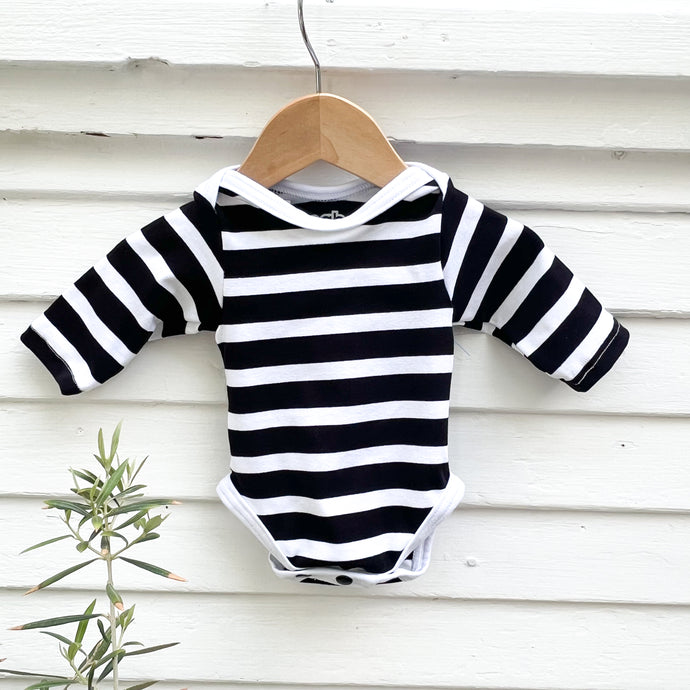black and white stripes baby long sleeved onesie