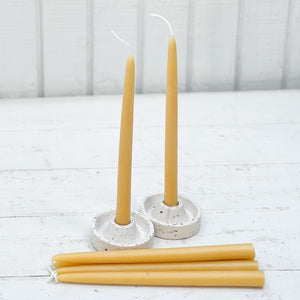 yellow beeswax taper candles