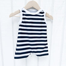 Load image into Gallery viewer, black and white striped one piece retro baby swimsuit