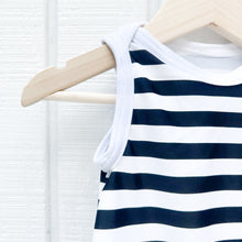 Load image into Gallery viewer, black and white striped one piece retro baby swimsuit