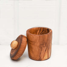 Load image into Gallery viewer, olive wood medium size spice container with lid