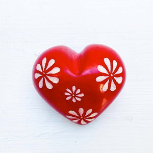 red heart with white flowers