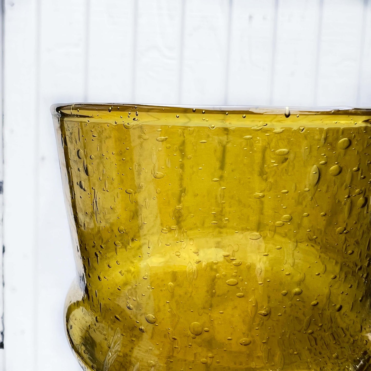bronze/amber colored hand blown drinking glass