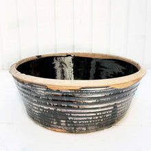 Load image into Gallery viewer, shiny black glazed ceramic bowl with rustic unglazed rim