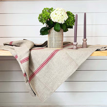 Load image into Gallery viewer, linen tablecloth with red stripes
