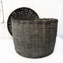 Load image into Gallery viewer, large charcoal colored basket with lid