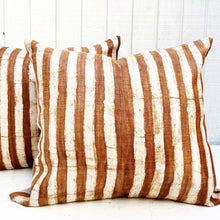 Load image into Gallery viewer, cinnamon with cream stripes square throw pillow