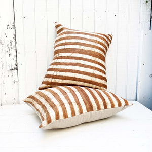 cinnamon with cream stripes square throw pillow