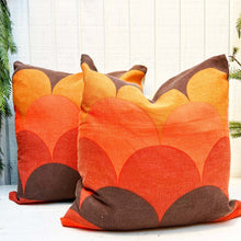 Load image into Gallery viewer, square pillow with orange and brown pattern