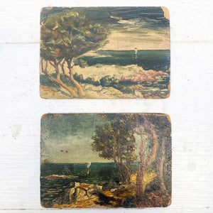 petite paintings on wood of French Polynesian landscapes