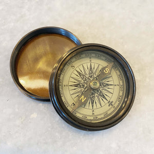 antique brass compass from India with lid