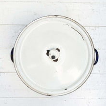 Load image into Gallery viewer, vintage white enamel bread bucket with lid and  &#39;bread&quot; in black letters