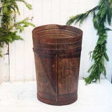 Load image into Gallery viewer, rusted metal rustic basket/bucket