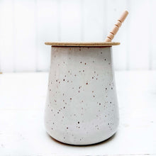 Load image into Gallery viewer, ceramic jar with lid and wooden honey dipper