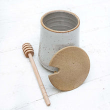 Load image into Gallery viewer, ceramic jar with lid and wooden honey dipper
