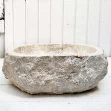 Load image into Gallery viewer, stone sink for bathroom or kitchen, unpolished outside, smooth polish inside