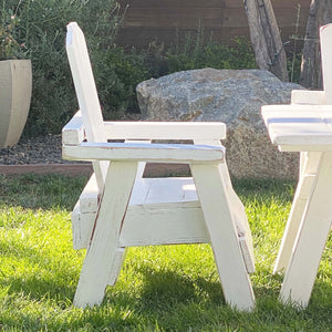 painted white kids patio chair