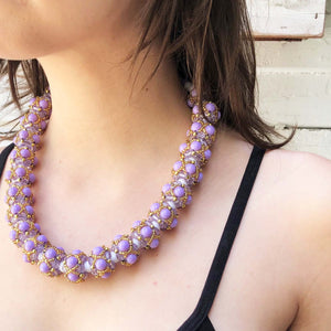 Purple & Gold Beaded Necklace