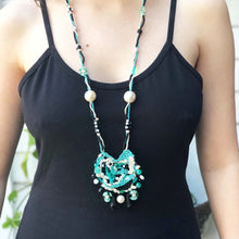 Load image into Gallery viewer, Black &amp; Turquoise Beaded necklace