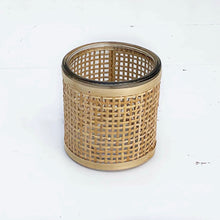 Load image into Gallery viewer, glass containers wrapped in wicker