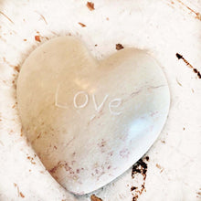 Load image into Gallery viewer, light colored heart shaped stones with inspirational words