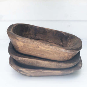 mini brown oval wood bowl