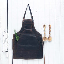 Load image into Gallery viewer, leather apron with large front pocket and adjustable neck strap
