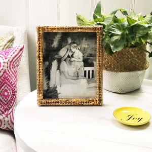 woven rattan light brown picture frame