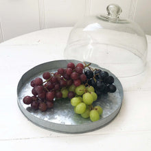 Load image into Gallery viewer, Galvanized Dish W/Glass Cover
