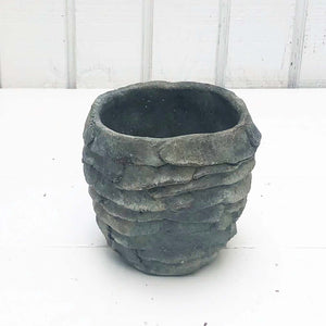 hand cast textured gray cement planter