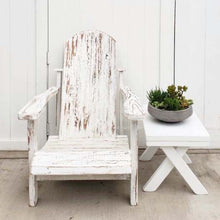 Load image into Gallery viewer, white painted distressed outdoor lounge chair