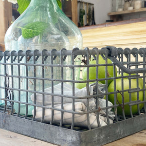 Rustic galvanized rectangle wire basket